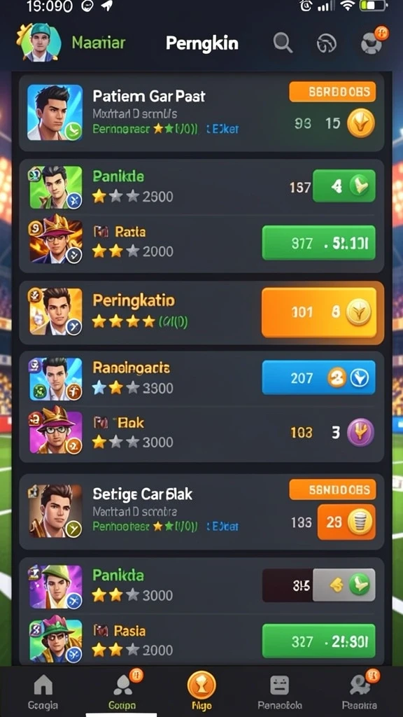 Leaderboard menampilkan pemain terbaik dari seluruh dunia.