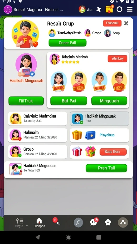 Fitur chat untuk berinteraksi dengan pemain lain.