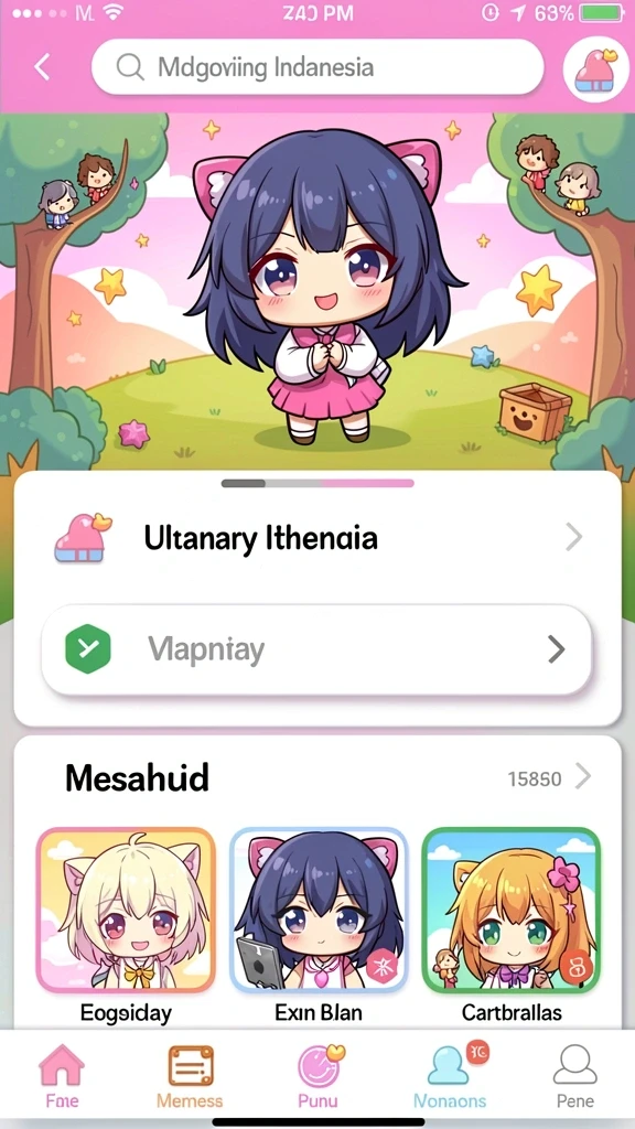 Screenshot menunjukkan karakter utama dalam MAMEN123 bersiap untuk bertarung.